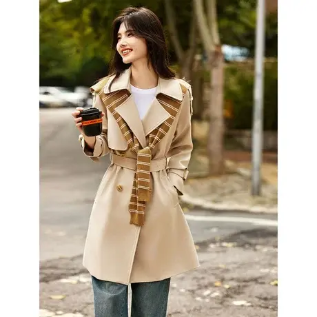 时尚气质风衣2023年秋季新款翻领百搭通勤可拆卸披风中长款外套商品大图