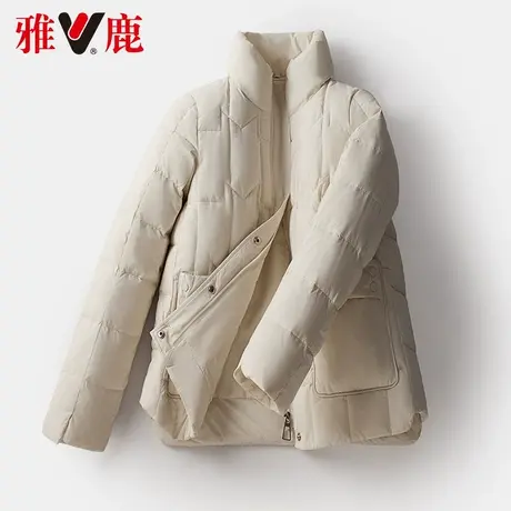 雅鹿羽绒服女短款立领2022冬季新款小个子休闲宽松保暖外套高端潮商品大图