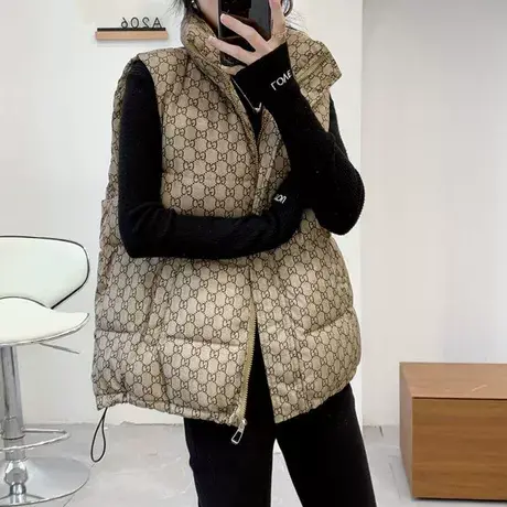 羽绒棉马甲女款外穿2023秋冬新款时尚百搭棉背心坎肩宽松马夹外套商品大图