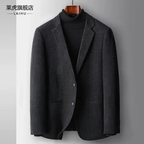 秋冬季男士休闲西服新款外套修身潮流格子时尚单件小西装男上衣潮图片