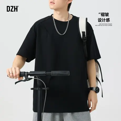 男士黑色短袖t恤男2025新款设计感男装显瘦宽松上衣半袖男款夏季商品大图