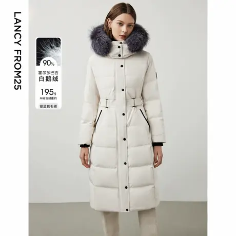 朗姿大毛领鹅绒服匈牙利进口鹅绒羽绒服大衣女士冬季新款外套商品大图