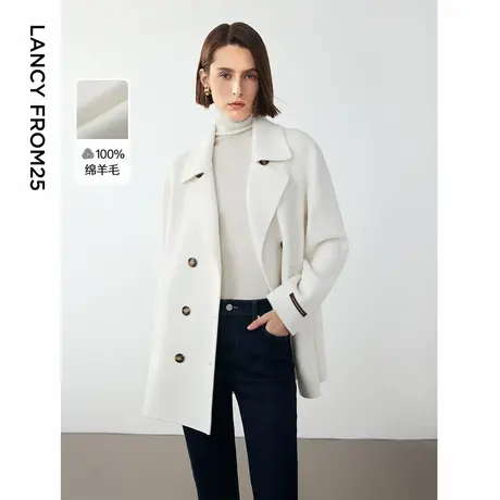 朗姿纯羊毛气质高级感双面呢大衣女士2024年冬季新款通勤毛呢外套图片