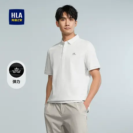 HLA/海澜之家精致刺绣短袖POLO衫25春夏新弹力商务时尚翻领上衣男图片