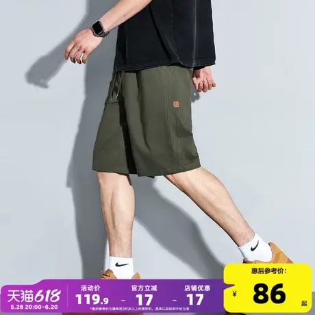 唐狮2025夏季新款男士休闲短裤抽绳五分裤宽松运动直筒裤子小细节商品大图