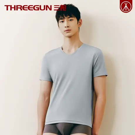 三枪匠心系列120S高支男士短袖T恤新疆棉青年薄款打底内衣春夏季商品大图