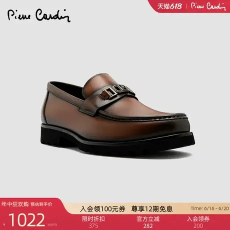 Pierre Cardin/皮尔卡丹25男鞋擦色透气轻底乐福鞋真皮一脚蹬皮鞋图片