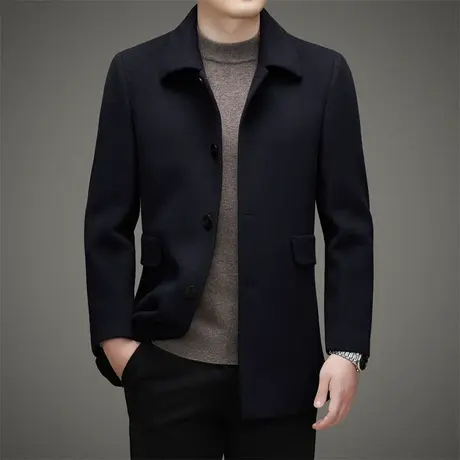 休闲西服男羊毛商务高级感西装男士外套秋冬季保暖中长款风衣潮流图片