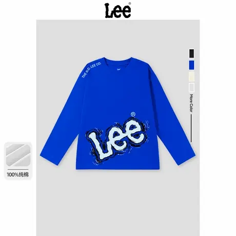 Lee童装男童长袖t恤薄款中大童秋季纯棉字母上衣儿童帅气打底衫潮商品大图