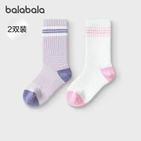 【商场同款】巴拉巴拉女童袜子秋新品儿童运动风袜吸湿抗菌两双装图片