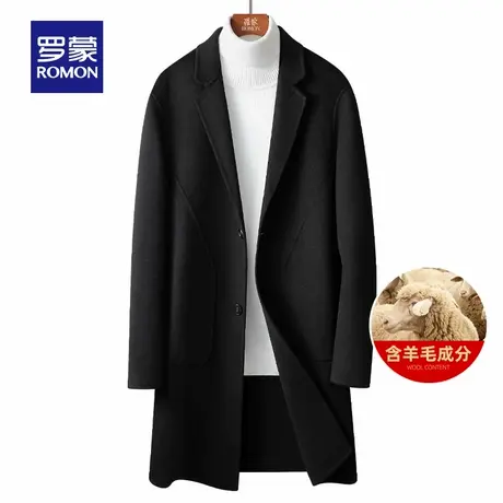 【含羊毛】罗蒙男士时尚休闲中长款毛呢大衣2025秋季新款保暖外套图片