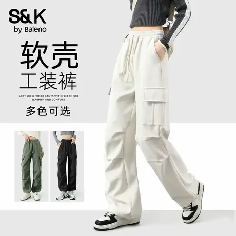 班尼路S&K系列工装裤女款2025秋季新款设计感百搭收褶运动休闲裤Q商品大图