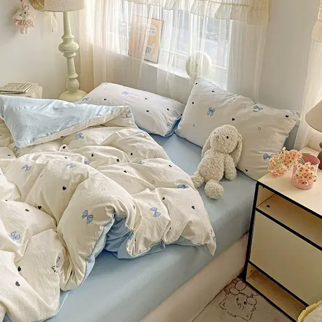 2026新款双层纱木棉四件套柔软舒适亲肤图片