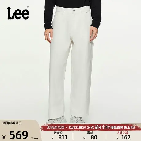 Lee商场同款23秋冬新品宽松直筒白色卡朋特工装布裤LMB006784201图片