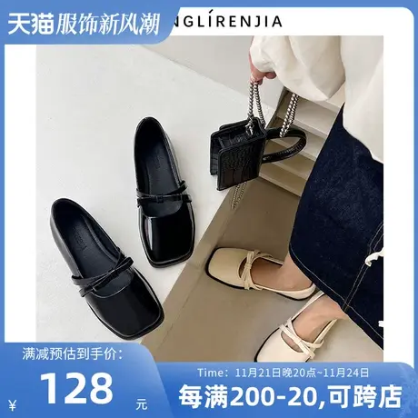 弄里人佳大码女鞋41-43单鞋潮春新款蝴蝶结平底娃娃鞋小皮鞋40 42图片