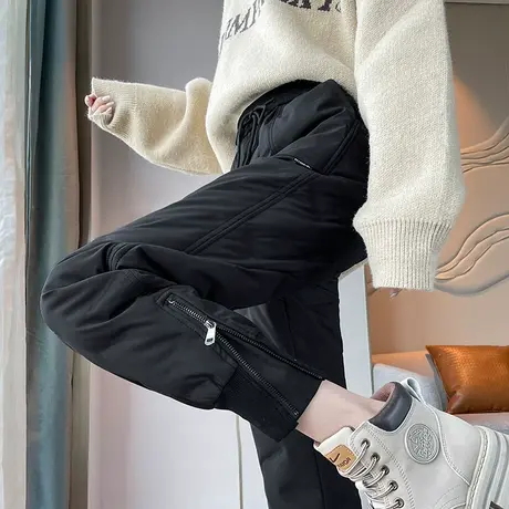 外穿羽绒裤女冬季新款加绒加厚保暖休闲显瘦小个子束脚白鸭绒棉裤商品大图