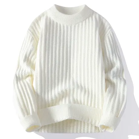 秋冬季纯色毛衣男加厚宽松慵懒风圆领针织衫百搭打底毛线衣羊毛衫商品大图