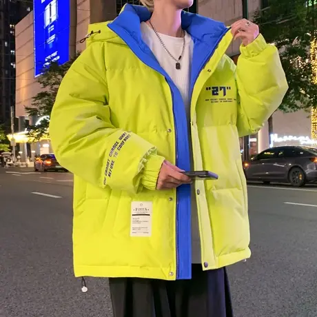 正品羽绒服男女同款青少年宽松羽绒面包服情侣装潮牌连帽加厚外套图片