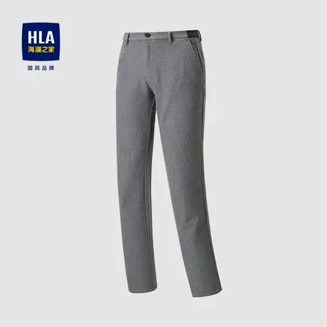 【奥莱清仓】HLA/海澜之家2023舒适色织中腰休闲裤直筒微弹长裤男图片