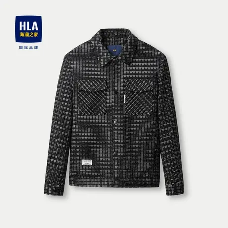HLA/海澜之家时尚翻领夹克2023秋季格子潮流工装风个性外套男商品大图