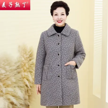妈妈秋装外套洋气上衣服阔太太大衣老人秋冬50岁奶奶中老年女装冬商品大图