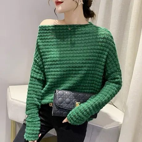 性感镂空蕾丝衫女春秋2023新款宽松显瘦打底衫长袖内搭慵懒风上衣图片