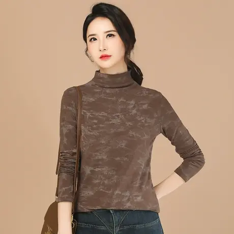 韩朝袭人洋气高领长袖修身T恤女2023冬季新款时尚百搭加厚打底衫商品大图