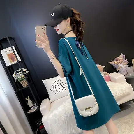 纯棉短袖T恤女装宽松2024年新款春季洋气中长款设计感打底衫爆款商品大图