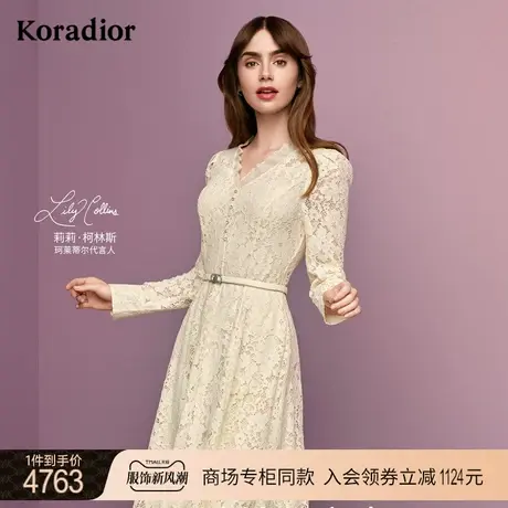 法式荷叶边蕾丝连衣裙女气质优雅礼服裙图片