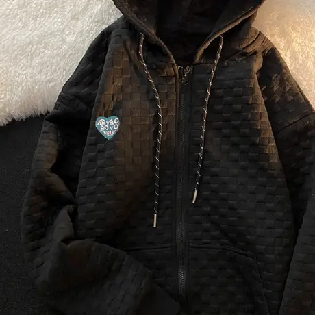 秋季灰色初秋慵懒风卫衣外套女oversize春秋拉链开衫早秋2024新款图片