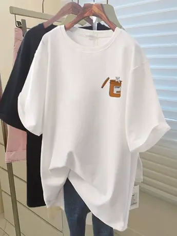 情侣装仿棉短袖t恤女夏季宽松显瘦韩系chic别致小众设计感上衣服商品大图
