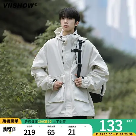 VIISHOW冲锋夹克男机能风外套秋季运动户外宽松夹克青少年登山服图片