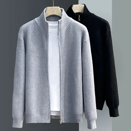 针织衫外套男士春秋装上衣半高领拉链开衫毛衣男秋冬季2025新款潮商品大图