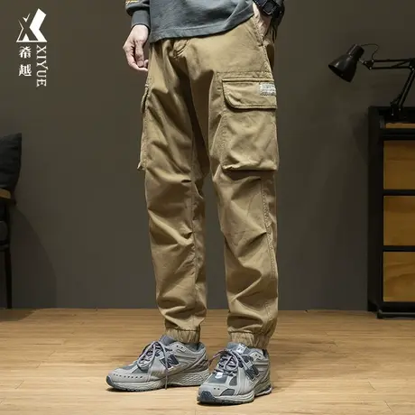 希越摇粒绒男士加绒加厚束脚休闲裤秋冬季宽松大码特大码工装裤子商品大图