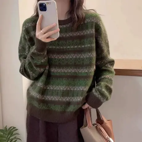 毛衣女款2023新款秋冬内搭美拉德穿搭条纹冬季内搭打底衫针织上衣商品大图