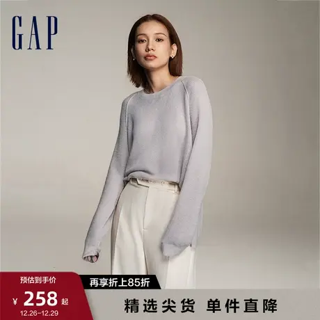 Gap女装早春季LOGO洋气落肩内搭长袖毛衣高级时尚针织衫889621图片