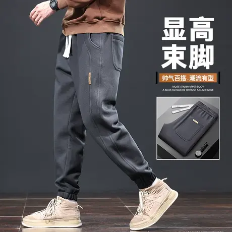 2024新款男士束脚宽松大码休闲裤子运动春季男装春秋款华夫格卫裤商品大图