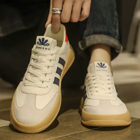 阿甘男鞋春夏季2024新款潮流休闲小白板鞋男士莆田防滑运动德训鞋商品大图