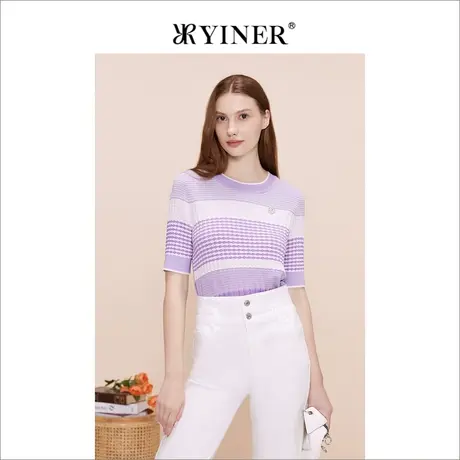 【环保系列】YINER音儿专选女装夏季短袖圆领针织衫图片