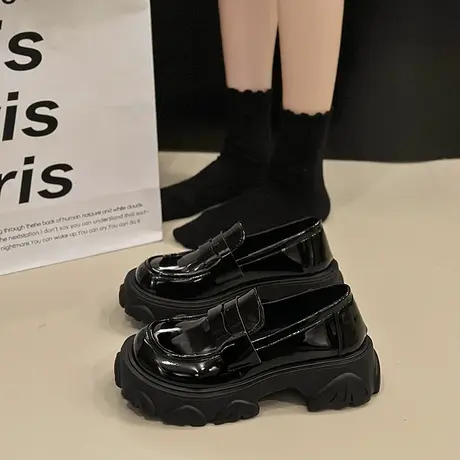 松糕厚底英伦风乐福鞋女2024年新款夏季春秋黑色小皮鞋单鞋玛丽珍商品大图