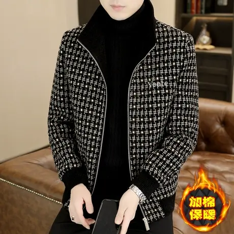 加棉保暖夹克男士冬季新款立领金貂绒短款冬装毛呢子大衣加厚外套商品大图