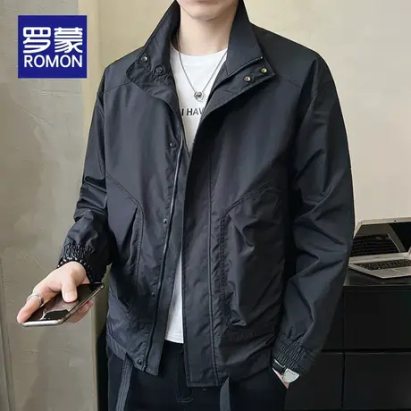 罗蒙工装外套男士春秋季2023新款潮牌立领男装秋冬上衣服夹克男款图片