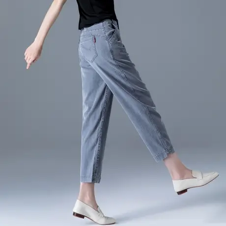 天丝牛仔裤女夏薄款2023年新款八分冰丝女裤夏季哈伦裤九分妈妈裤图片