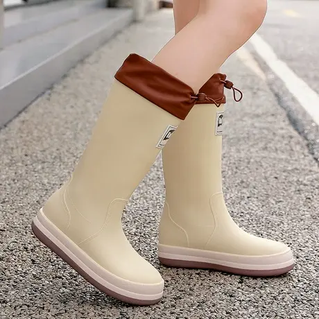 雨鞋女款2023新款时尚高筒雨靴雨天通勤防水布套防滑水鞋厨房胶鞋图片