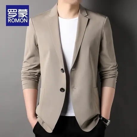 罗蒙休闲西装男2024新款上衣春秋中年商务休闲西服高级感修身外套图片