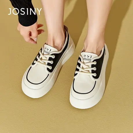 Josiny/卓诗尼小白鞋2023秋季新款时尚百搭休闲厚度增高学生单鞋商品大图