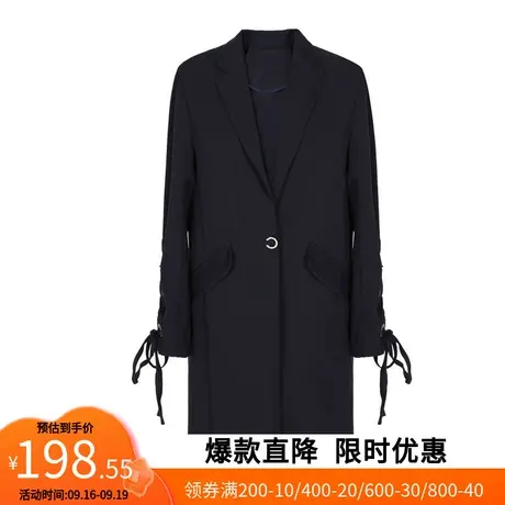 【艾格】2023春季新款女装字母印花袖口系带学院成熟气质中长外套商品大图