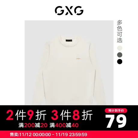 【新款】GXG男装 秋季简约刺绣舒适休闲圆领低领毛衫GHD1201165G图片