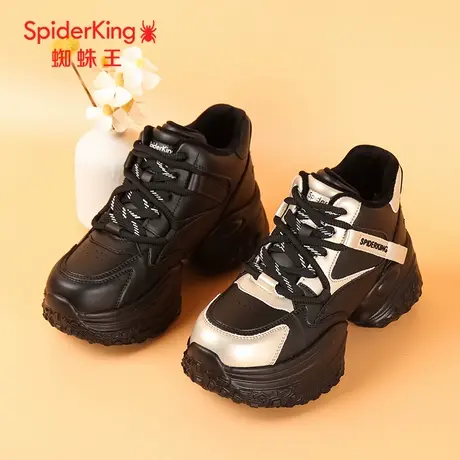 SPIDER KING/蜘蛛王老爹鞋女真皮2024冬商场新款加绒厚底增高保暖商品大图