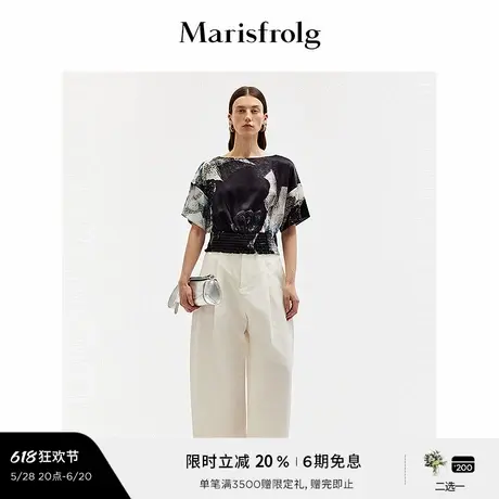 【艺术家灵感】玛丝菲尔夏季时尚气质圆领印花宽松上衣女图片